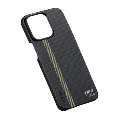 iPhone 15 Pro Max Kılıf M-safe Şarj Özellikli Aramid Fiber Pitaka Tactile Woven Break The Line Kılıf