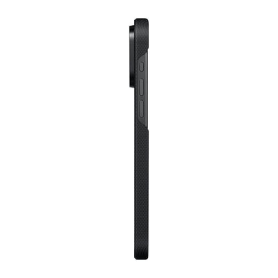 Apple iPhone 15 Pro Max Kılıf Magsafe Şarj Özellikli Aramid Fiber Pitaka Tactile Woven Break The Line Kapak Siyah