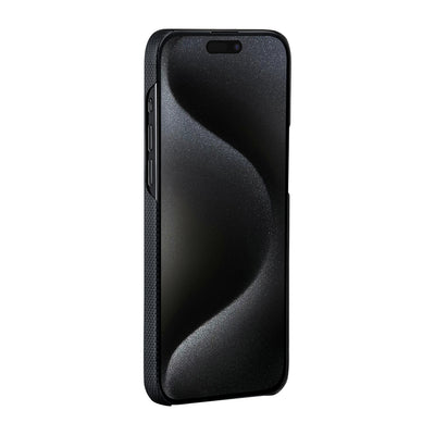 Apple iPhone 15 Pro Max Kılıf Magsafe Şarj Özellikli Aramid Fiber Pitaka Tactile Woven Break The Line Kapak Siyah