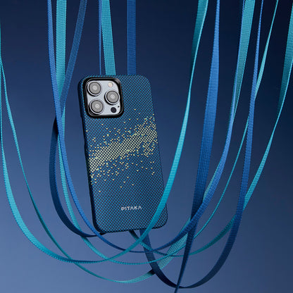 iPhone 15 Pro Max Kılıf M-safe Şarj Özellikli Aramid Fiber Pitaka Tactile Woven Starpeak Serisi Milky Way Galaxy Kılıf