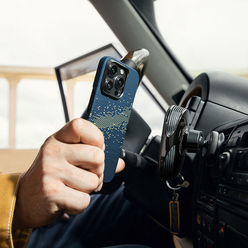 iPhone 15 Pro Max Kılıf M-safe Şarj Özellikli Aramid Fiber Pitaka Tactile Woven Starpeak Serisi Milky Way Galaxy Kılıf