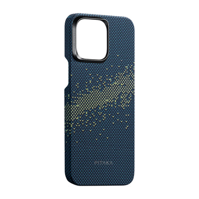 Apple iPhone 15 Pro Max Kılıf Magsafe Şarj Özellikli Aramid Fiber Pitaka Tactile Woven Starpeak Serisi Milky Way Galaxy Kapak Mavi