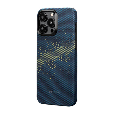 Apple iPhone 15 Pro Max Kılıf Magsafe Şarj Özellikli Aramid Fiber Pitaka Tactile Woven Starpeak Serisi Milky Way Galaxy Kapak Mavi