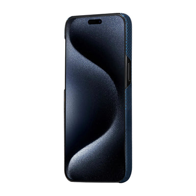 Apple iPhone 15 Pro Max Kılıf Magsafe Şarj Özellikli Aramid Fiber Pitaka Tactile Woven Starpeak Serisi Milky Way Galaxy Kapak Mavi