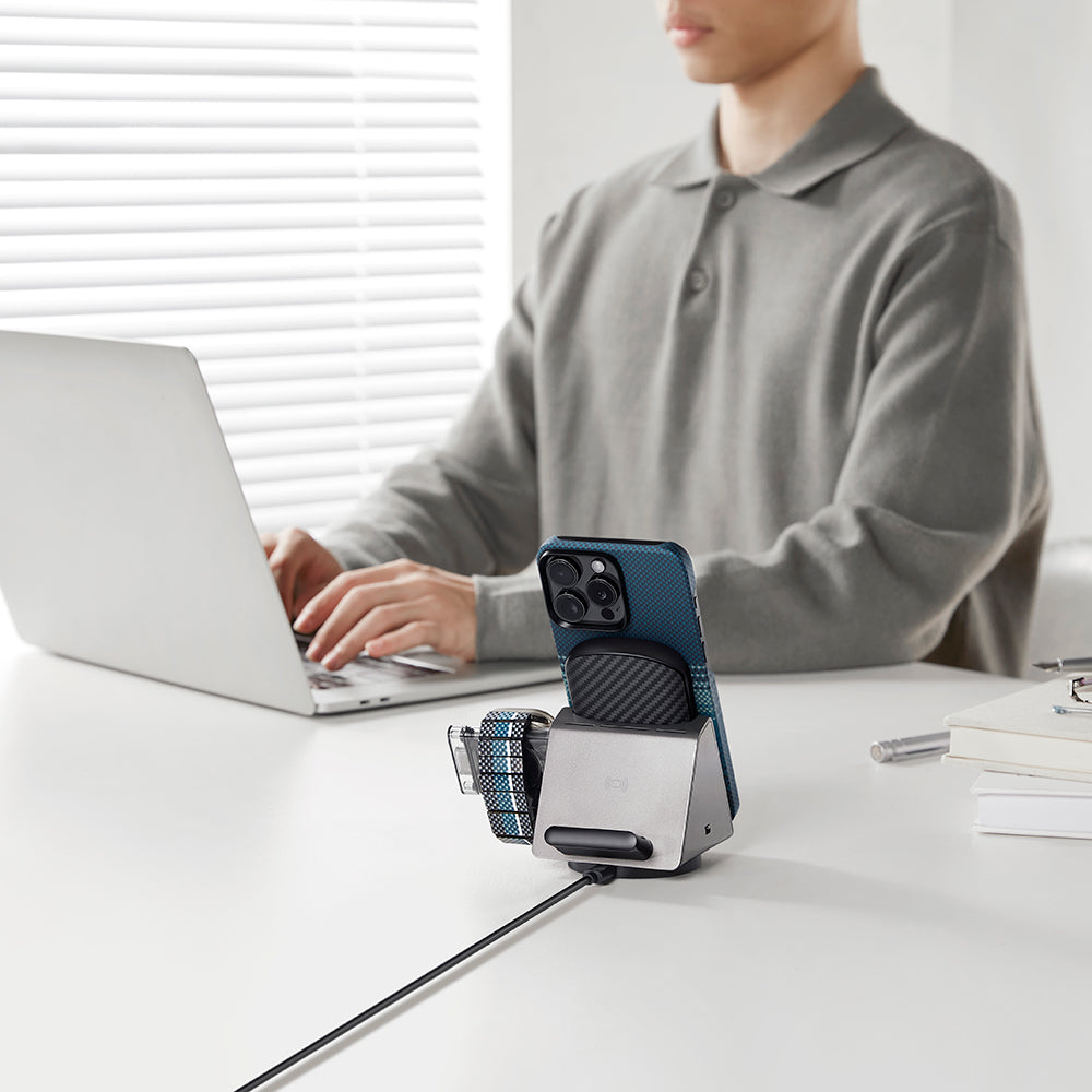 iPhone 15 Pro Max Kılıf M-safe Şarj Özellikli Aramid Fiber Pitaka Tactile Woven Sunset-Moonrise Serisi Moonrise Kılıf