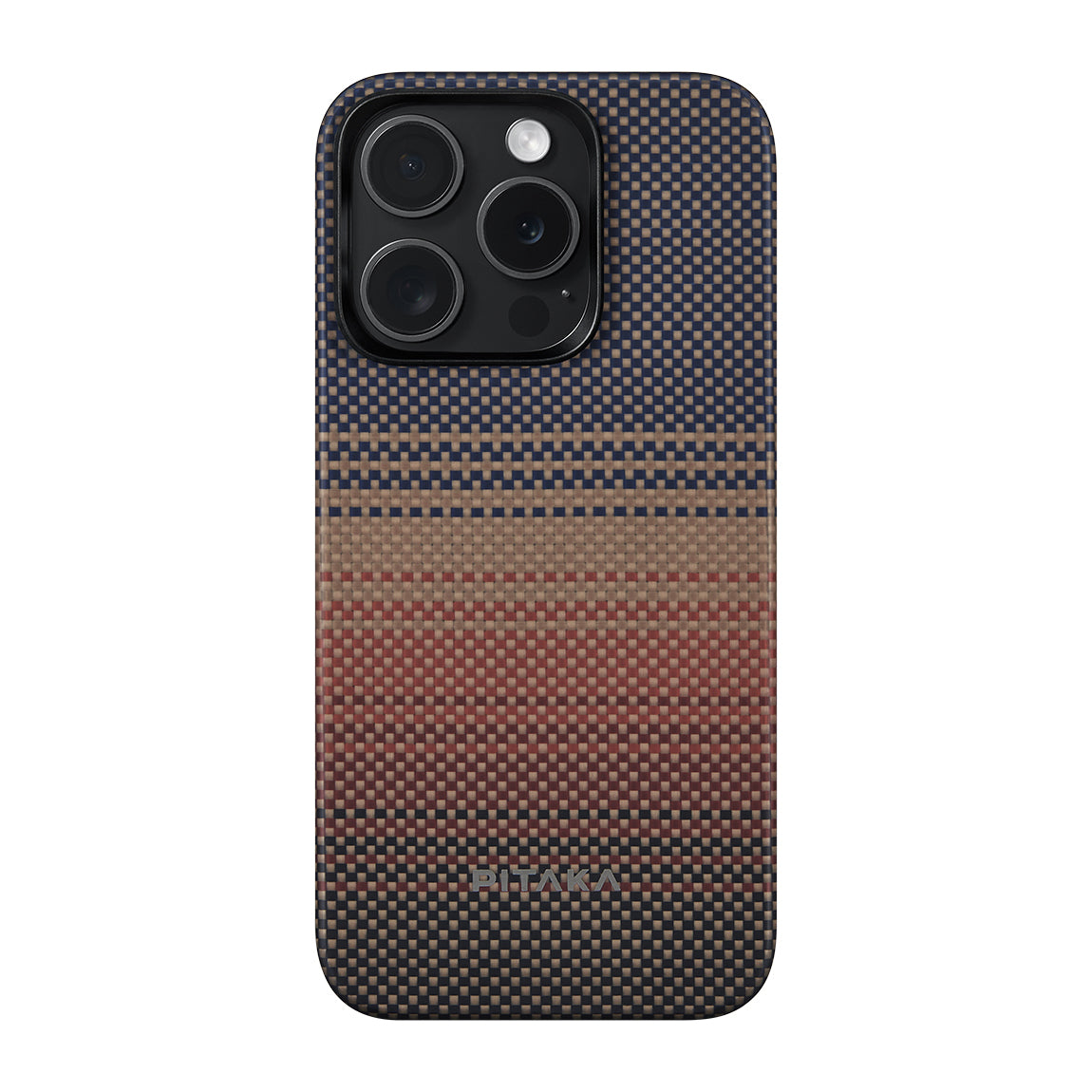 Apple iPhone 15 Pro Max Kılıf Magsafe Şarj Özellikli Aramid Fiber Pitaka Tactile Woven Sunset-Moonrise Serisi Sunset Kapak Kahverengi