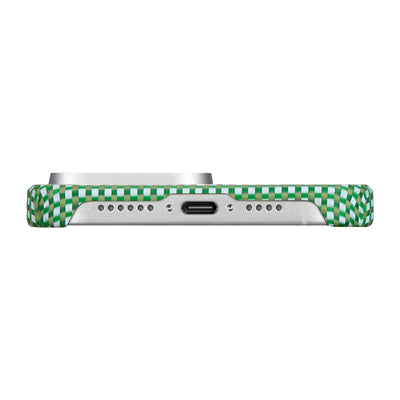 Apple iPhone 15 Pro Max Kılıf M-safe Şarj Özellikli Aramid Fiber Pitaka Ultra-Slim Classic Serisi Forest Green Kapak Yeşil