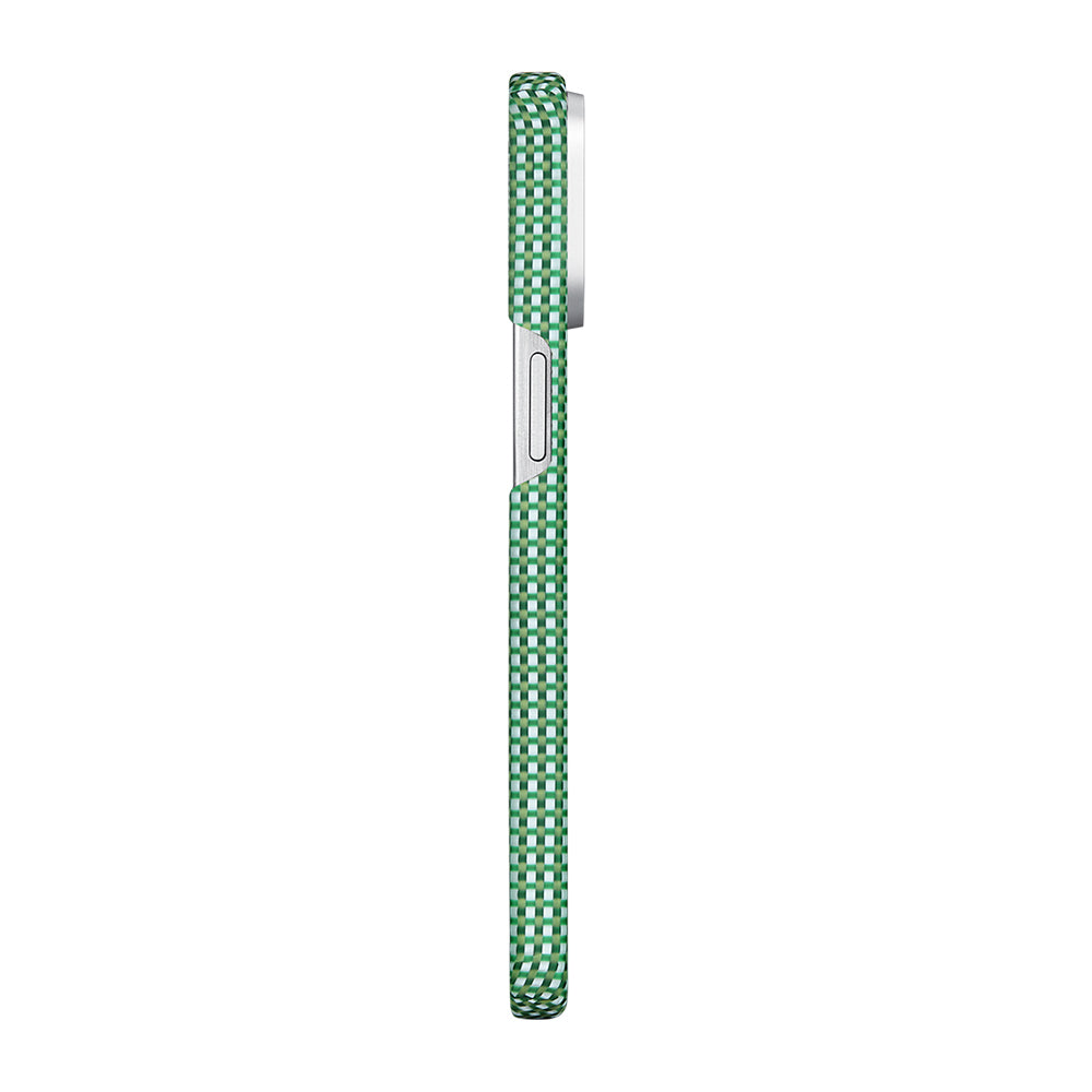 Apple iPhone 15 Pro Max Kılıf M-safe Şarj Özellikli Aramid Fiber Pitaka Ultra-Slim Classic Serisi Forest Green Kapak Yeşil