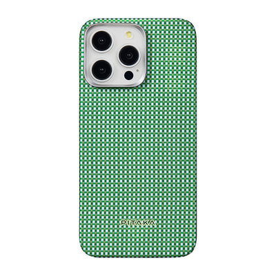 Apple iPhone 15 Pro Max Kılıf M-safe Şarj Özellikli Aramid Fiber Pitaka Ultra-Slim Classic Serisi Forest Green Kapak Yeşil