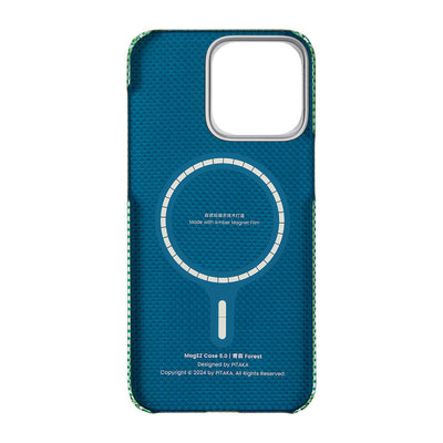 Apple iPhone 15 Pro Max Kılıf M-safe Şarj Özellikli Aramid Fiber Pitaka Ultra-Slim Classic Serisi Forest Green Kapak Yeşil