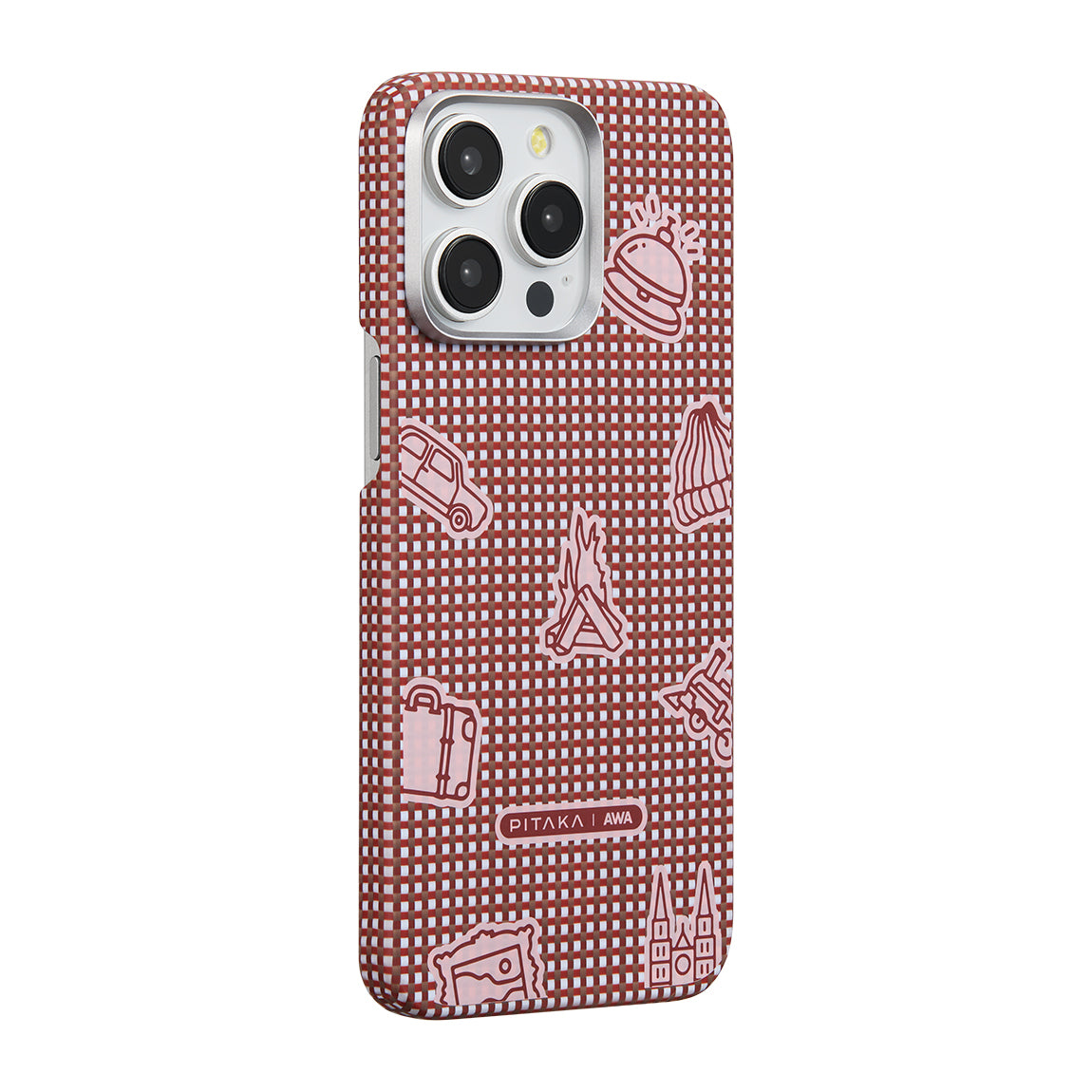 iPhone 15 Pro Max Kılıf M-safe Şarj Özellikli Awa Tasarımlı 1500D Aramid Fiber Pitaka Ultra-Slim Classic Serisi Bonfire Kılıf