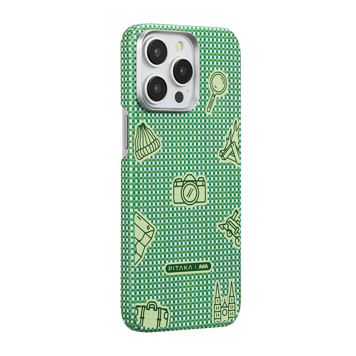 iPhone 15 Pro Max Kılıf M-safe Şarj Özellikli Awa Tasarımlı 1500D Aramid Fiber Pitaka Ultra-Slim Classic Serisi Forest Kılıf