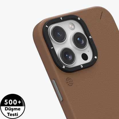 iPhone 15 Pro Max Kılıf M-safe Şarj Özellikli Basit Mat Deri Desenli Youngkit Tech Fashion Serisi Kılıf