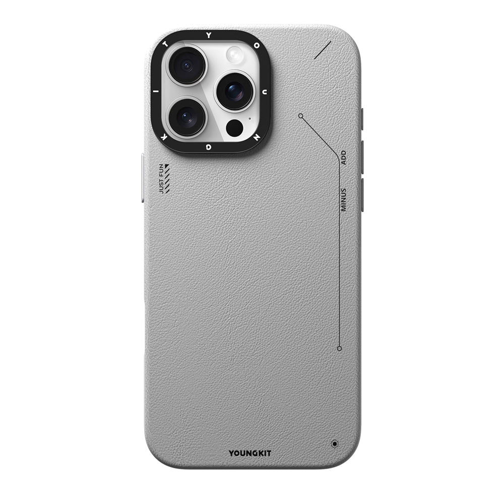 Apple iPhone 15 Pro Max Kılıf Magsafe Şarj Özellikli Basit Mat Deri Desenli Youngkit Tech Fashion Serisi Kapak Kahverengi