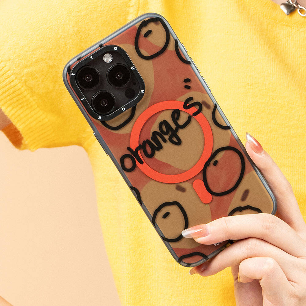 iPhone 15 Pro Max Kılıf M-safe Şarj Özellikli Bee Brown Tasarımlı Youngkit Funny Serisi Kılıf