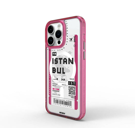 iPhone 15 Pro Max Kılıf M-safe Şarj Özellikli Bilet Desenli Wiwu Turkey B Serisi Kılıf