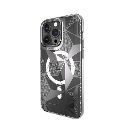 Apple iPhone 15 Pro Max Kılıf Magsafe Şarj Özellikli Çift IMD Baskılı Lisanslı Switcheasy Artist-M Asanoha Kapak Gri