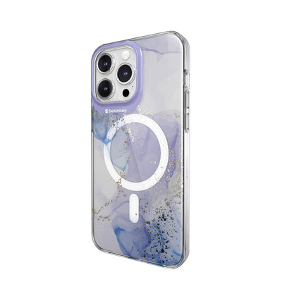Apple iPhone 15 Pro Max Kılıf Magsafe Şarj Özellikli Çift IMD Baskılı Lisanslı Switcheasy Artist-M Veil Kapak Mor