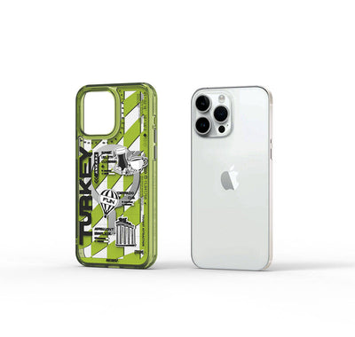 Apple iPhone 15 Pro Max Kılıf Magsafe Şarj Özellikli Desenli Wiwu Turkey A Serisi Kapak Yeşil