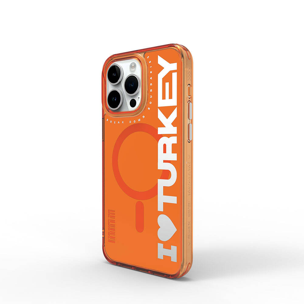 iPhone 15 Pro Max Kılıf M-safe Şarj Özellikli I Love Turkey Yazı Desenli Wiwu Turkey E Serisi Kılıf