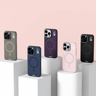 Apple iPhone 15 Pro Max Kılıf Magsafe Şarj Özellikli Kamera Standlı Youngkit Bitty Cream Kapak Gri