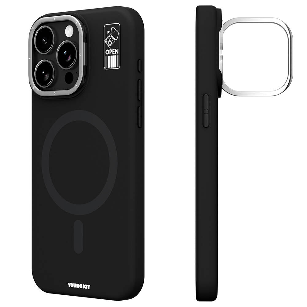 iPhone 15 Pro Max Kılıf M-safe Şarj Özellikli Kamera Standlı Youngkit Bitty Cream Kılıf