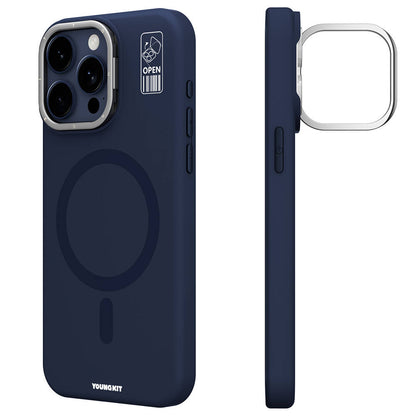 iPhone 15 Pro Max Kılıf M-safe Şarj Özellikli Kamera Standlı Youngkit Bitty Cream Kılıf