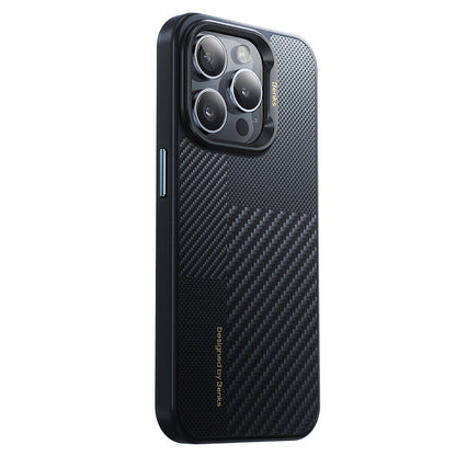 iPhone 15 Pro Max Kılıf M-safe Şarj Özellikli Karbon Fiber Benks Montage Hybrid ArmorPro Kevlar Kılıf