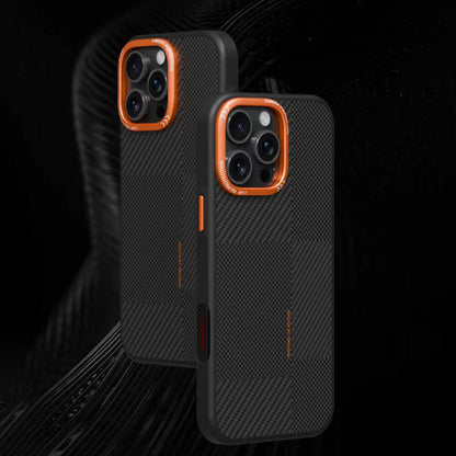 iPhone 15 Pro Max Kılıf M-safe Şarj Özellikli Karbon Fiber Görünümlü Zore Kamp Kılıf