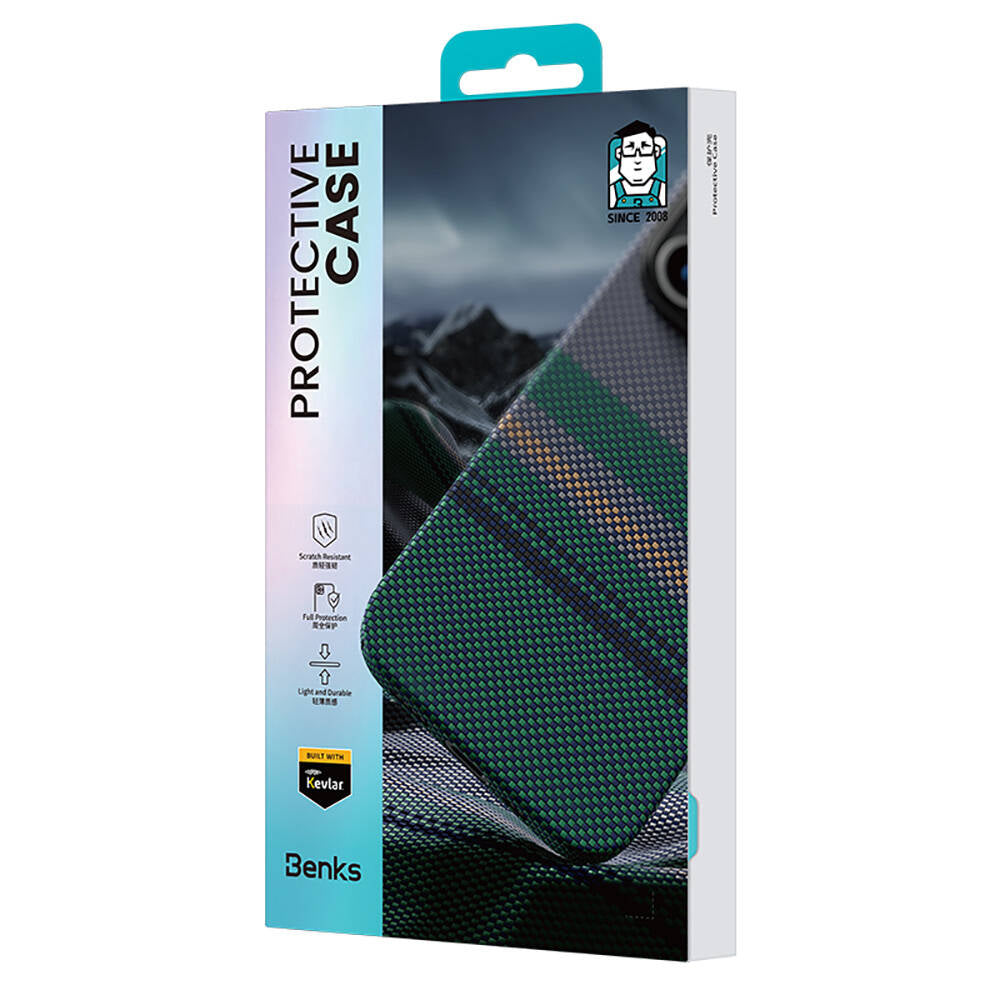 iPhone 15 Pro Max Kılıf M-safe Şarj Özellikli Karbon Fiber Tasarımlı Benks Aurora ArmorPro Kevlar Kılıf