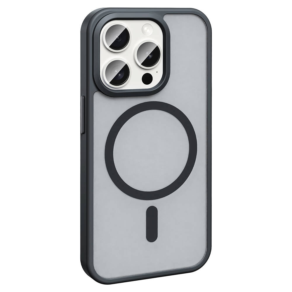 Apple iPhone 15 Pro Max Kılıf M-safe Şarj Özellikli Mat Arka Yüzey Zore Sio Kapak Gri
