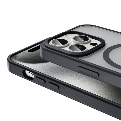 Apple iPhone 15 Pro Max Kılıf M-safe Şarj Özellikli Mat Arka Yüzey Zore Sio Kapak Gri