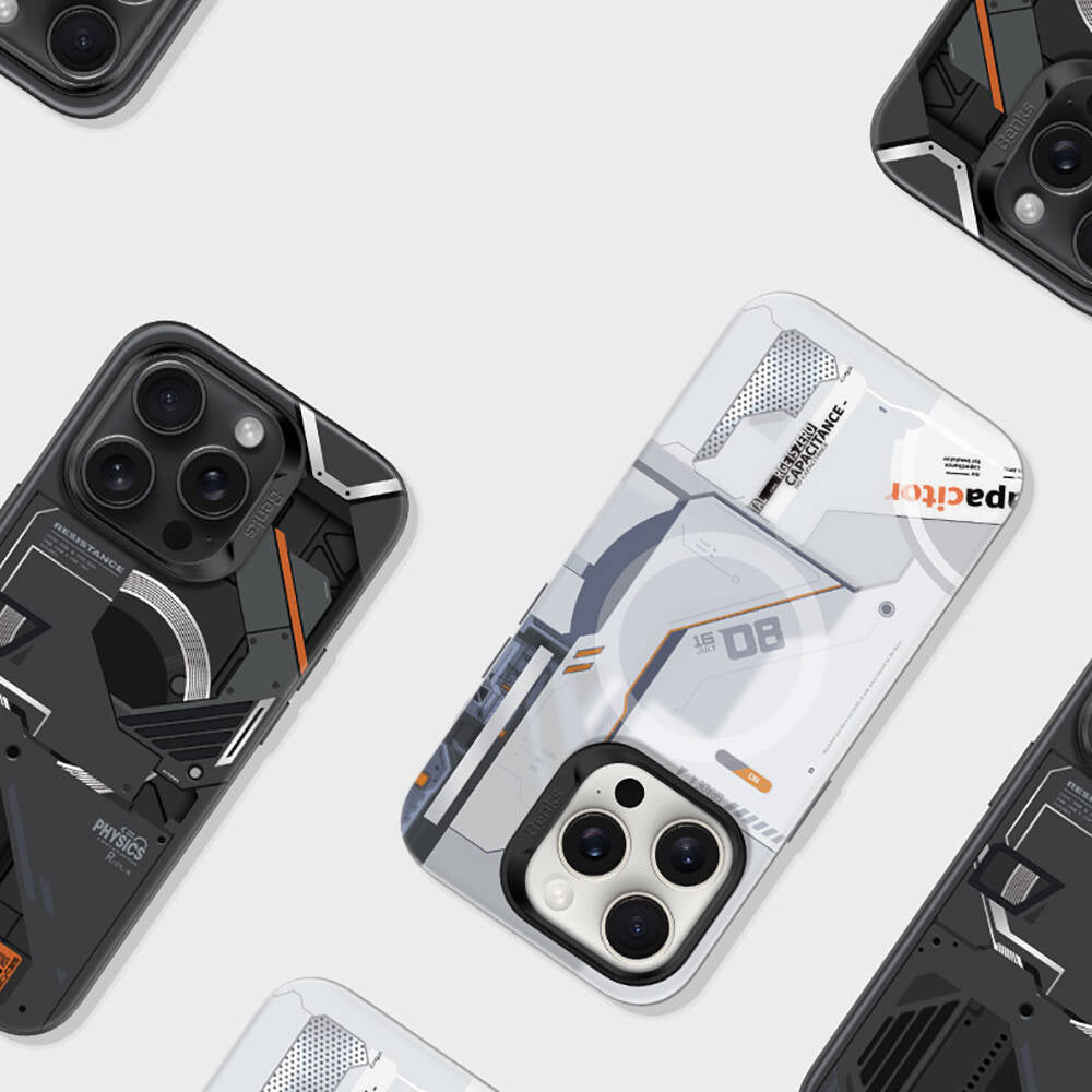 Apple iPhone 15 Pro Max Kılıf MagSafe Şarj Özellikli Mekanik Tasarımlı Benks Perspective Serisi Kapak Beyaz