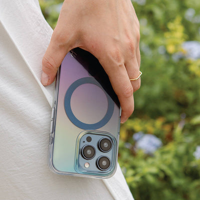 Apple iPhone 15 Pro Max Kılıf Magsafe Şarj Özellikli Mistik Mor Renkli Coehl Dazze Kapak Mavi