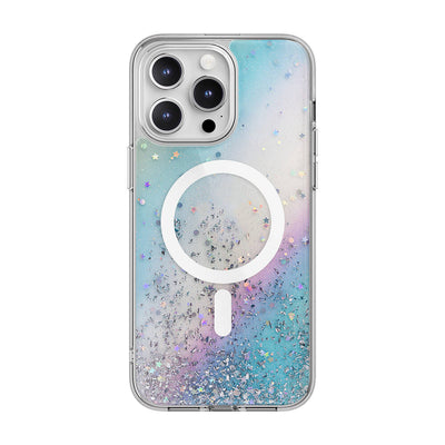 Apple iPhone 15 Pro Max Kılıf Magsafe Şarj Özellikli Parlayan Simli Şeffaf Lisanslı Switcheasy Starfield-M Kapak Colorful