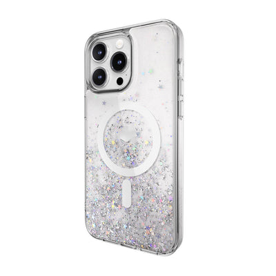 Apple iPhone 15 Pro Max Kılıf Magsafe Şarj Özellikli Parlayan Simli Şeffaf Lisanslı Switcheasy Starfield-M Kapak Colorful