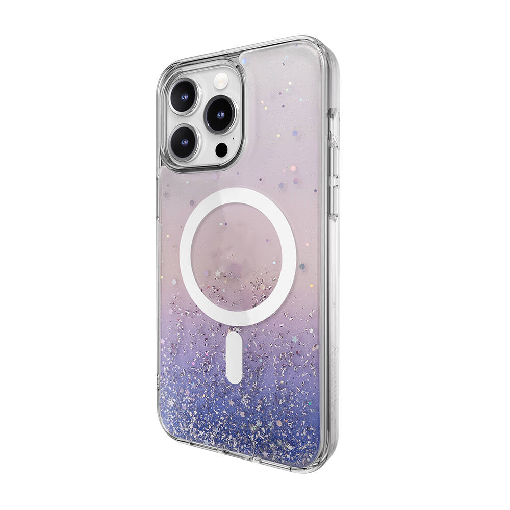 Apple iPhone 15 Pro Max Kılıf Magsafe Şarj Özellikli Parlayan Simli Şeffaf Lisanslı Switcheasy Starfield-M Kapak Colorful