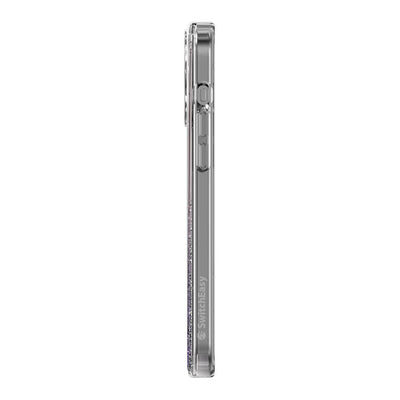 Apple iPhone 15 Pro Max Kılıf Magsafe Şarj Özellikli Parlayan Simli Şeffaf Lisanslı Switcheasy Starfield-M Kapak Mor