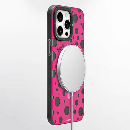 iPhone 15 Pro Max Kılıf M-safe Şarj Özellikli Polka Dot Desenli Youngkit Spots Serisi Kılıf