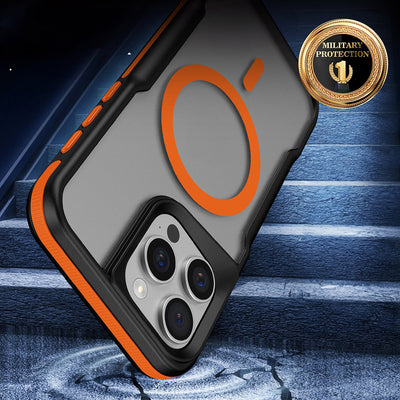 Apple iPhone 15 Pro Max Kılıf Magsafe Şarj Özellikli Renkli Kenar Airbag Şeritli Zore Lamer Kapak Siyah