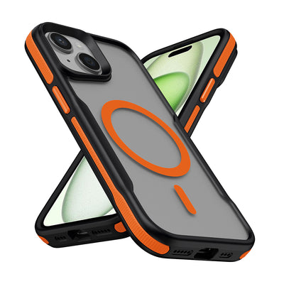 Apple iPhone 15 Pro Max Kılıf Magsafe Şarj Özellikli Renkli Kenar Airbag Şeritli Zore Lamer Kapak Siyah