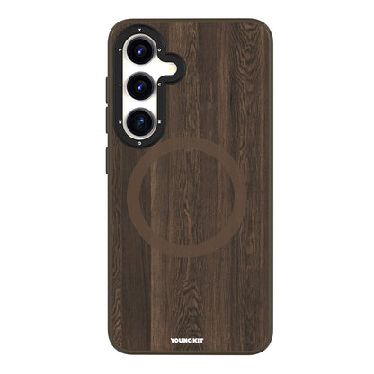 Galaxy S24 Kılıf M-safe Şarj Özellikli Sararmaya Dayanıklı Youngkit Wood Forest Serisi Kılıf