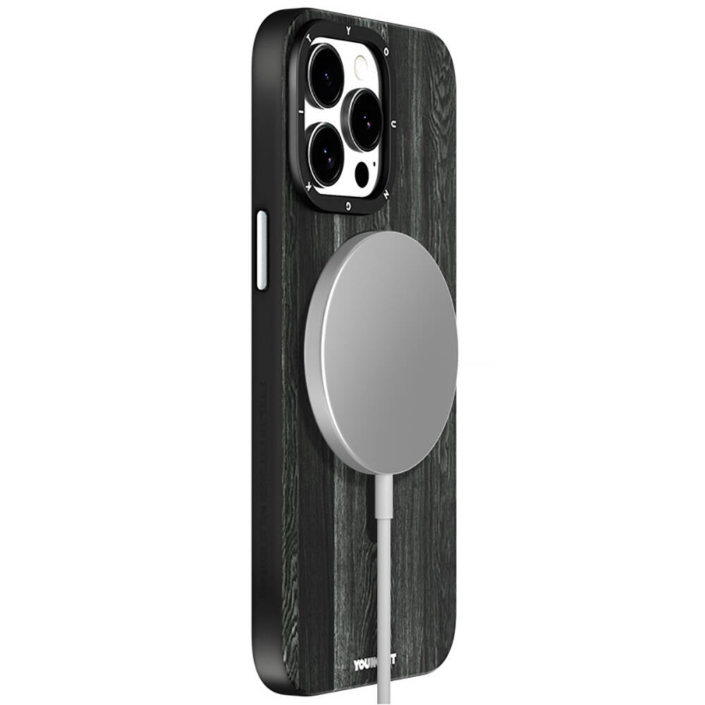 iPhone 15 Pro Max Kılıf M-safe Şarj Özellikli Sararmaya Dayanıklı Youngkit Wood Forest Serisi Kılıf
