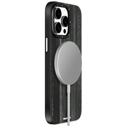 iPhone 15 Pro Max Kılıf M-safe Şarj Özellikli Sararmaya Dayanıklı Youngkit Wood Forest Serisi Kılıf