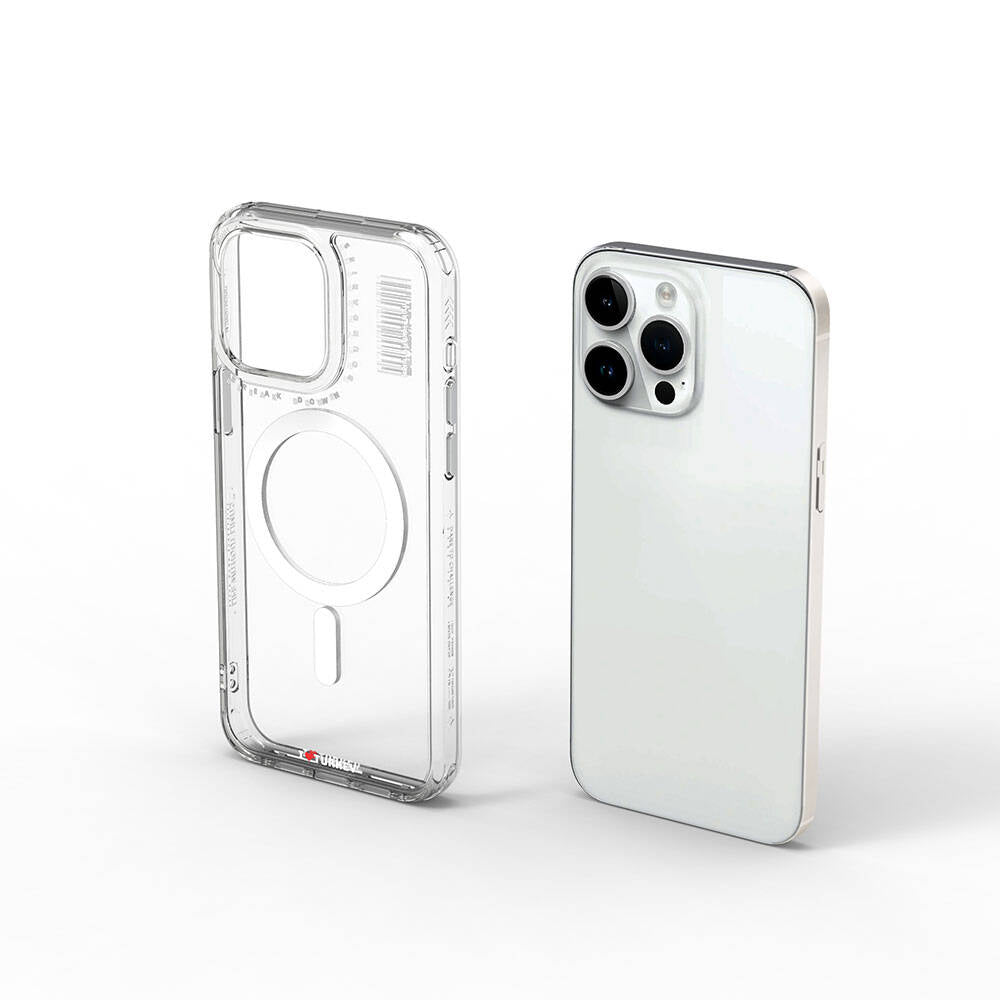 Apple iPhone 15 Pro Max Kılıf Magsafe Şarj Özellikli Şeffaf Transparan Wiwu Turkey D Serisi Kapak Renksiz