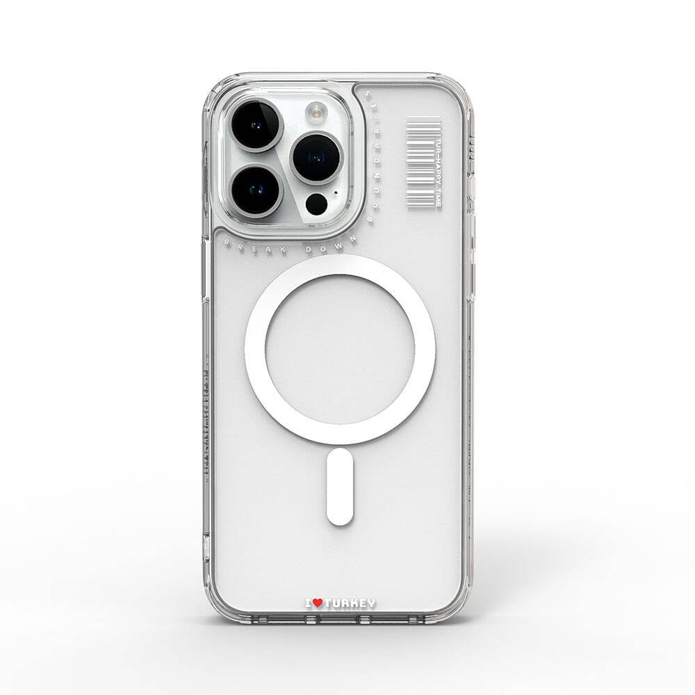 Apple iPhone 15 Pro Max Kılıf Magsafe Şarj Özellikli Şeffaf Transparan Wiwu Turkey D Serisi Kapak Renksiz