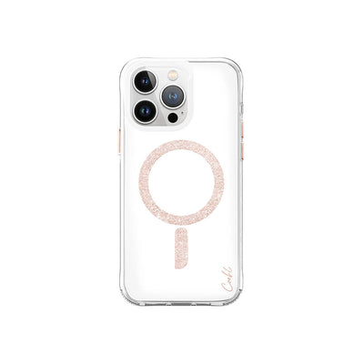 Apple iPhone 15 Pro Max Kılıf Magsafe Şarj Özellikli Simli Magnetik Coehl Glace Kapak Rose Gold