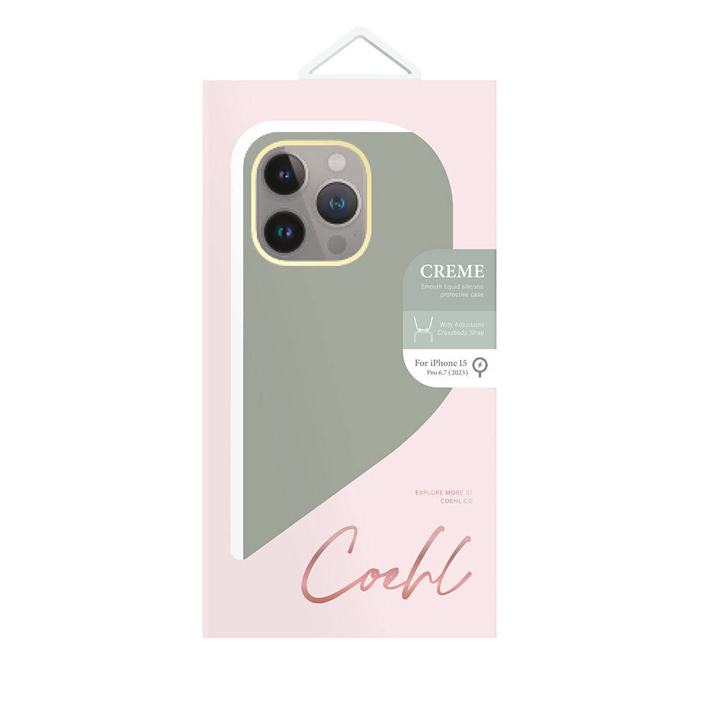 Apple iPhone 15 Pro Max Kılıf Magsafe Şarj Özellikli Soft Pürüzsüz Yüzey Askı İpli Coehl Creme Kapak Krem