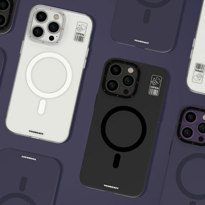 Apple iPhone 15 Pro Max Kılıf Magsafe Şarj Özellikli Standlı YoungKit Hermit Bracket Serisi Kapak Siyah