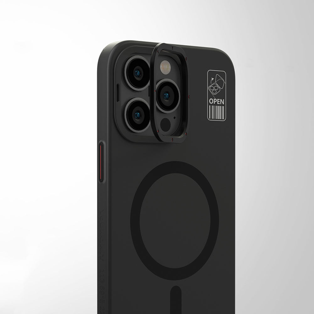 Apple iPhone 15 Pro Max Kılıf Magsafe Şarj Özellikli Standlı YoungKit Hermit Bracket Serisi Kapak Gri